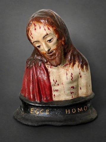 sculptuur, Ecce Homo - XVIIIème - 26 cm - Papier-maché