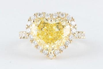 Ring - 14 karaat Geel goud - 5.10ct. tw. Geel Diamant (Fancy, Nieuw