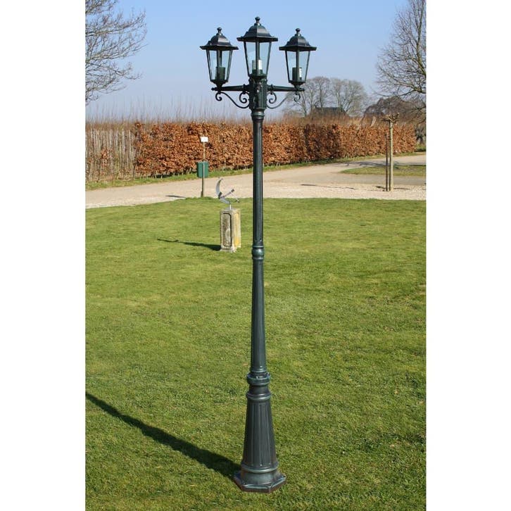 vidaXL Tuinlantaarn met 3 armen 215 cm aluminium, Tuin en Terras, Buitenverlichting, Staande lamp, Nieuw, Aluminium, Verzenden