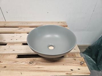 Waskom 36 x 13,5 cm mat donker grijs keramiek, Ophalen of Verzenden, Nieuw, Bad
