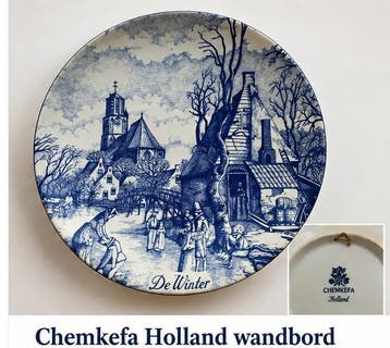 Chemkefa Holland wandbord De Winter – Delfts Blauw, Verzenden