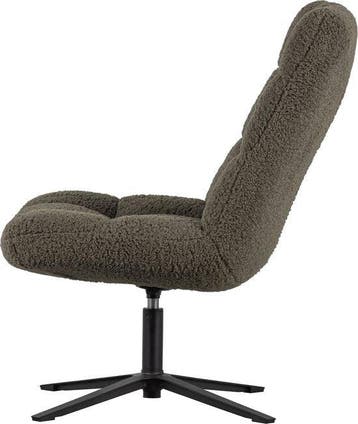 WOOOD Job Draaifauteuil - Teddy Stof - Groen - 101x70x85 cm, Huis en Inrichting, Verzenden, Nieuw