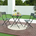 Klapstoel Sande set van 2 tuinstoelen 84,5x42x50 cm zwart [e, Verzenden, Nieuw