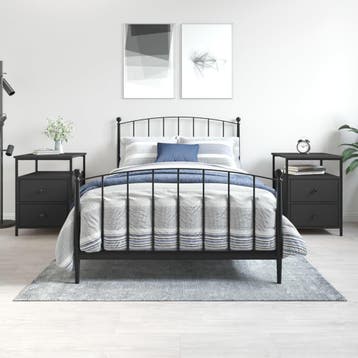 vidaXL Nachtkastjes 2 st 44x45x60 cm bewerkt hout zwart, Huis en Inrichting, Slaapkamer | Nachtkastjes, Verzenden, Nieuw, 55 tot 70 cm