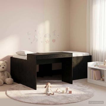 vidaXL Hoge Bed Frame met Bureau voor Kinderen Zwart 98,5 x, Verzenden, Nieuw, Zwart, Hout