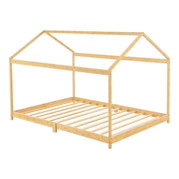 [en.casa] Kinderbed Vindafjord huisbed bamboe houtkleurig 90, Kinderen en Baby's, Verzenden, Nieuw