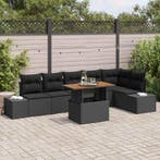vidaXL Tuin Sofa Set met opslag 7 pcs Zwart Poly riet, Verzenden, Nieuw, Rotan, 7 zitplaatsen