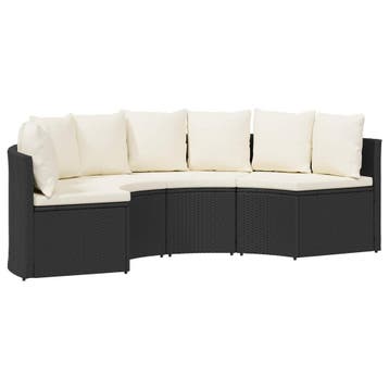 vidaXL Bankstel 2 st Zwart Massief Acacia Hout en Poly, Verzenden, Nieuw, 4 zitplaatsen