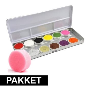 Schmink setje met 12 kleuren en sponsje - Schmink, Ophalen of Verzenden, Nieuw