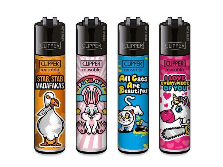 Clipper aansteker - Mix Slogan 7 - CP11 (4 stuks), Verzamelen, Rookartikelen, Aanstekers en Luciferdoosjes, Nieuw, Verzenden