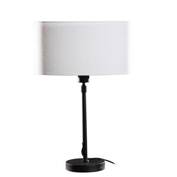 Tafellamp zwart met ovale linnen kap wit 35cm - Parte, Huis en Inrichting, Lampen | Tafellampen, Verzenden, Nieuw