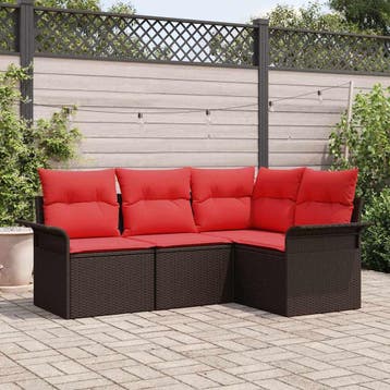vidaXL Tuin Sofa Set met kussen Bruin poly rattan, Verzenden, Nieuw, Rotan