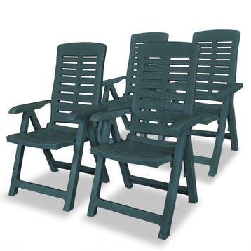 vidaXL Verstelbare klapstoelen, 4 stuks, groen plastic, Verzenden, Nieuw, Kunststof