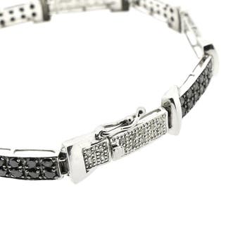 Witgouden armband met zwarte moissanite en diamanten; 1,2..., Gebruikt, Ophalen of Verzenden, Met edelsteen, Goud