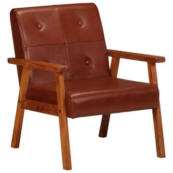 Fauteuil Echt Leer Bruin | Retourdeal 41% Korting, Huis en Inrichting, Fauteuils, Minder dan 75 cm, Luxe, Nieuw, Ophalen of Verzenden