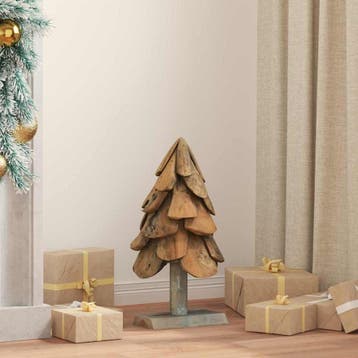 vidaXL Kerstboom Bruin 61 cm Massief teakhout, Diversen, Verzenden, Nieuw