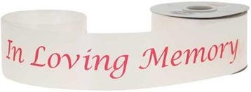 Poly satijn lint in loving memory white herdenking 2 inch, Ophalen of Verzenden, Nieuw