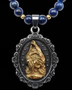 Lapis lazuli - Vierge Marie : Medaille Miraculeuse,
