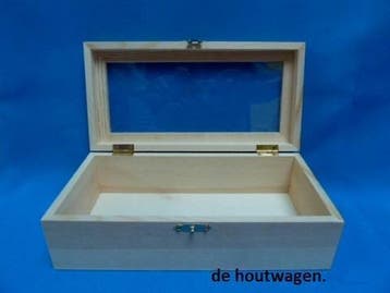 houten kistjes met acryl raam, kist met deksel en acryl raam, Huis en Inrichting, Woonaccessoires | Kisten, Minder dan 50 cm, Verzenden
