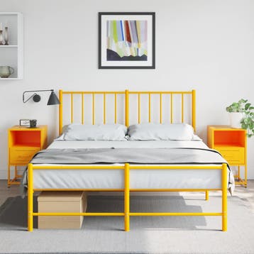 vidaXL Nachtkastjes 2 st 36x39x60,5 cm staal mosterdgeel, Huis en Inrichting, Slaapkamer | Nachtkastjes, Verzenden, Nieuw, Metaal of Aluminium
