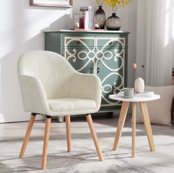 Nieuw: Corduroy Modern Design Eetkamerstoel – Houten Poten, Overige kleuren, Verzenden, Nieuw, Hout