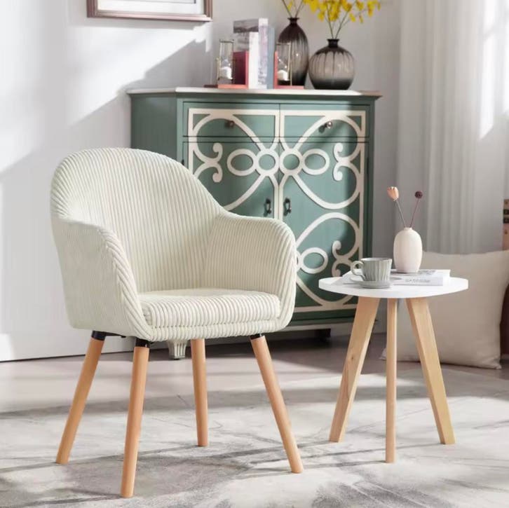 Nieuw: Corduroy Modern Design Eetkamerstoel – Houten Poten, Huis en Inrichting, Stoelen, Eén, Overige kleuren, Nieuw, Hout, Metaal