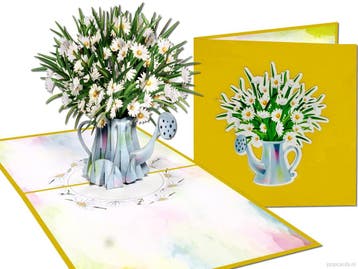 Mooie bos margrieten in gieter pop-up kaart, Verzenden, Nieuw