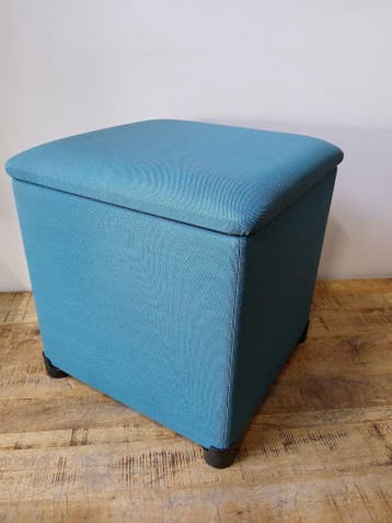 Hocker, stof petrol blauw, B x D x H 40 x 40 x 44 cm, Ophalen, Nieuw