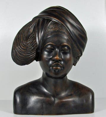Beeldje, Houten buste, Art Deco (Bali, 1930-1950) - 25.5 cm