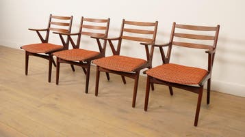 Set van 4 Deense teakhouten eetkamerstoelen | 1960s, Ophalen of Verzenden, Nieuw