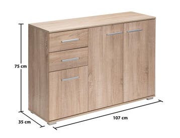 Dressoir Alba MDF-Eiken 107x75x35cm (Meubelen, Interieur), Verzenden