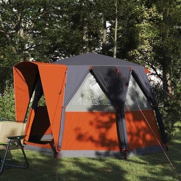 vidaXL Cabine Tent 3-Persoon Grijs en Oranje 320 x 320 x 203, Caravans en Kamperen, Verzenden, Nieuw, Tot en met 2