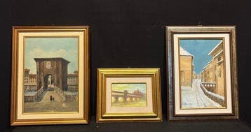 Italiaanse school (XX) - Trittico di Vedute urbane storiche