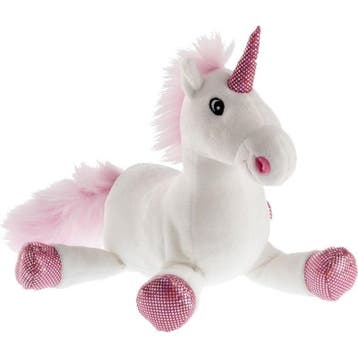 Pluche eenhoorn knuffel - wit/roze - 38 cm - speelgoed, Kinderen en Baby's, Speelgoed | Knuffels en Pluche, Verzenden, Nieuw