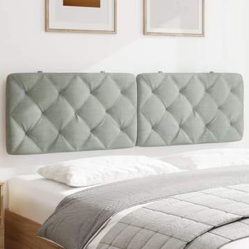 vidaXL Hoofdbordkussen 180 cm fluweel lichtgrijs, Verzenden, Nieuw, Grijs, Stof