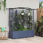 vidaXL Verhoogd Bed met Trellis en Dak Grijs 163 x 40 x 141, Verzenden, Nieuw, Minder dan 60 cm, 60 cm of meer