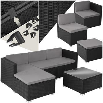 Wicker lounge Lignano - zwart, Verzenden, Nieuw