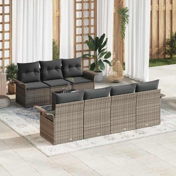 vidaXL Tuin Sofa Set 8 st Grijs poly rattan, Verzenden, Nieuw, 8 zitplaatsen