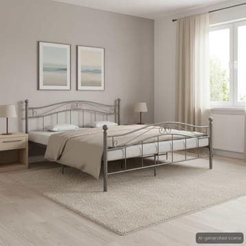 vidaXL Bedframe zonder matras metaal grijs 140x200 cm, Verzenden, 140 cm, 200 cm, Metaal