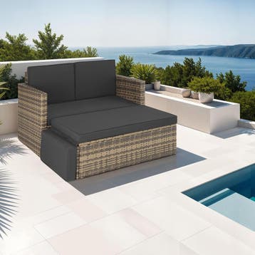 Wicker loungesofa Corfu - natuur, Verzenden, Nieuw