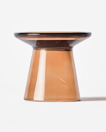 HEMA Kaarsplateau 9x3cm Zwier glas bruin, Verzenden, Nieuw, Bruin