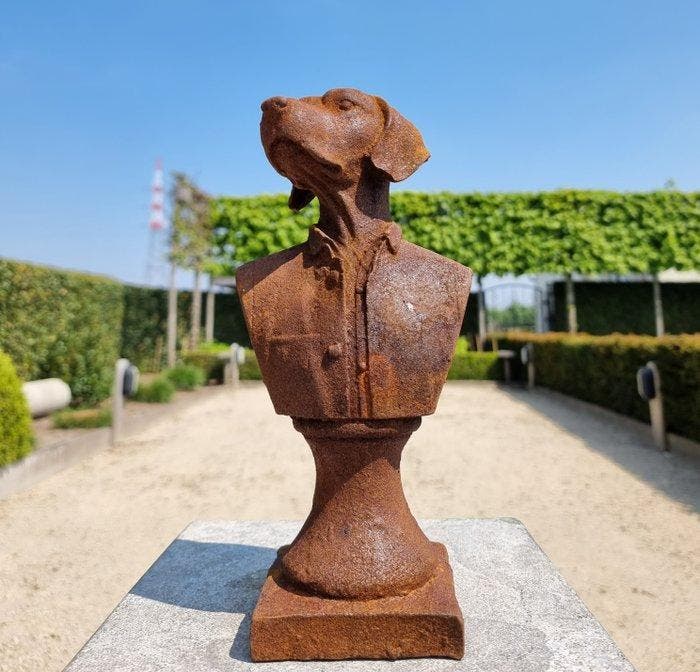 Beeldje - Dog bust - IJzer, Antiek en Kunst, Kunst | Designobjecten