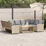 vidaXL Tuinbank met kussens poly rattan beige, Verzenden, Nieuw