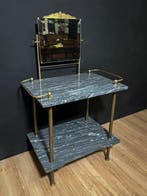 Credenza - Hout, Messing, Marmer, Nieuw