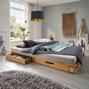 Infanskids Palletbed 2-persoonsbed Naturel 140x200 cm met Op, Huis en Inrichting, Nieuw