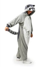 Onesie Grijze Wasbeer Pak L-XL Wasbeerpak Kostuum Grijs Racc, Maat 52/54 (L), Carnaval, Nieuw, Ophalen of Verzenden