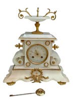 Klok - brons verguld, Albast - 1850-1900