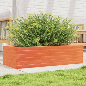 vidaXL Plantenbak 90x40x23 cm massief grenenhout wasbruin, Tuin en Terras, Bloembakken en Plantenbakken, Verzenden, Nieuw, Hout