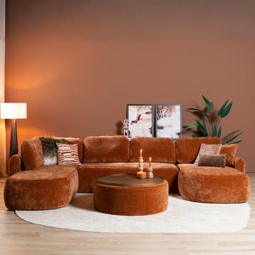 50% Korting: U-bank Vienna 6-zits chenille terracotta, Huis en Inrichting, Ophalen, Zo goed als nieuw