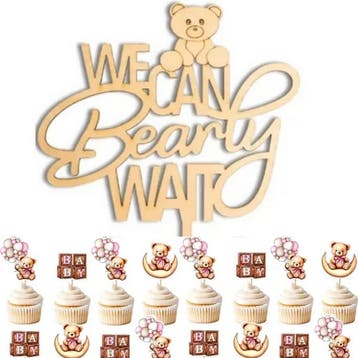 Taart topper en cupcake set Sweet Bears roze of blauw, Verzenden, Nieuw, Versiering, Geboorte of Huwelijk